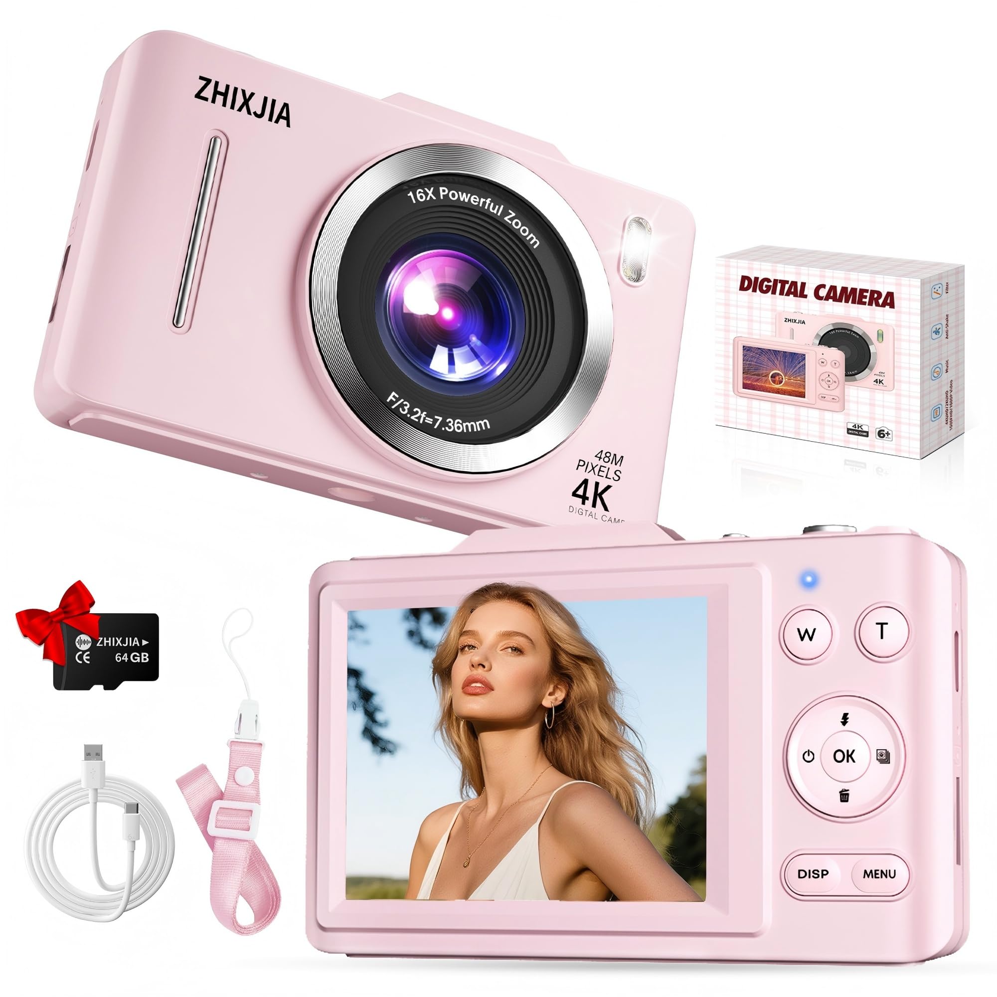 ZHIXJIA 4K Digital Camera for Photography Autofocus, 50MP Vlogging